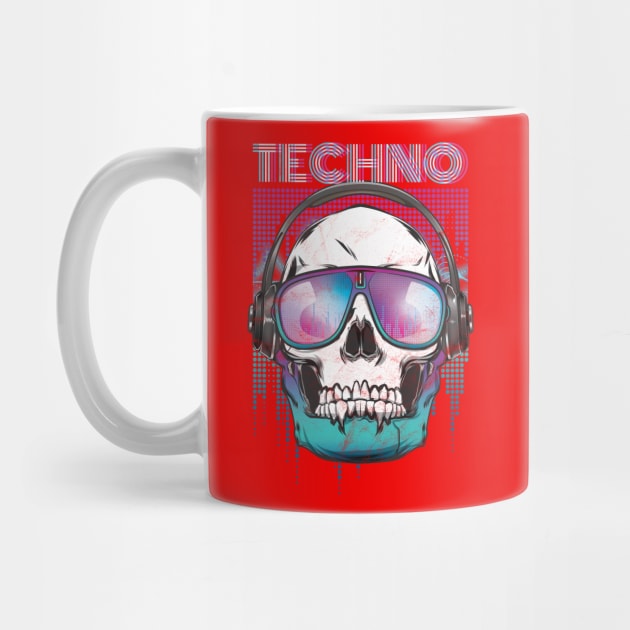 Techno Cool Skull Head by avshirtnation